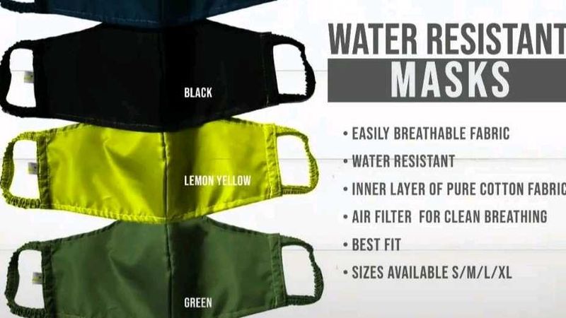 Reusable Water Resistant Face Masks - S/M/L/XL
