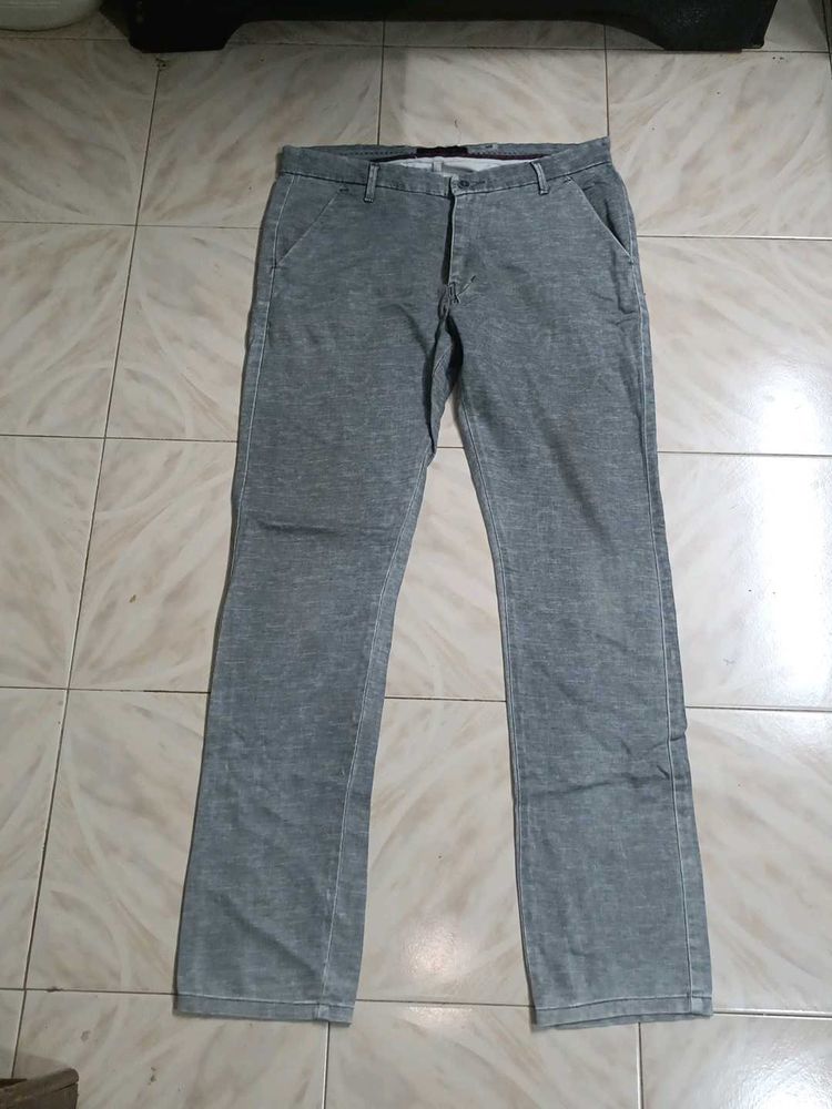 Gray Denim Pants