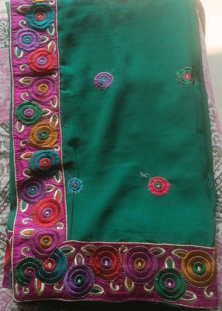 Green Embroidered Saree
