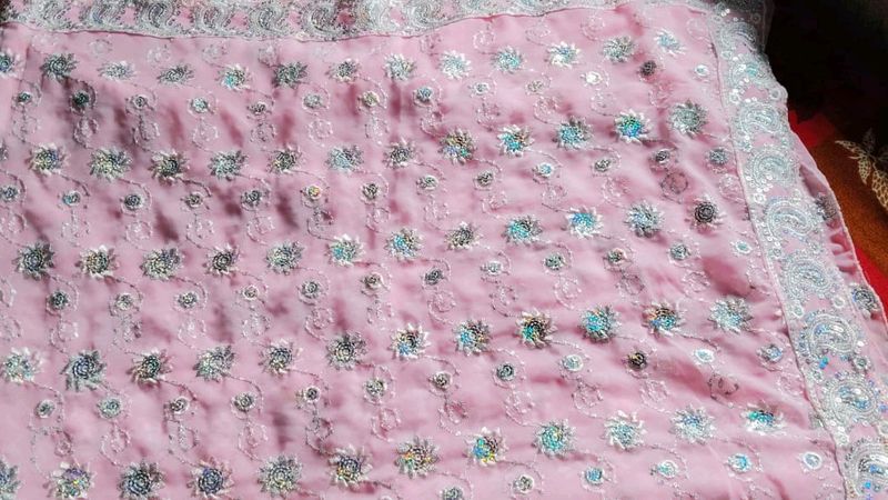 Baby Pink Sequin Saree 💕