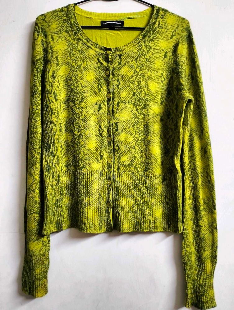 Green Animal Print Cardigan