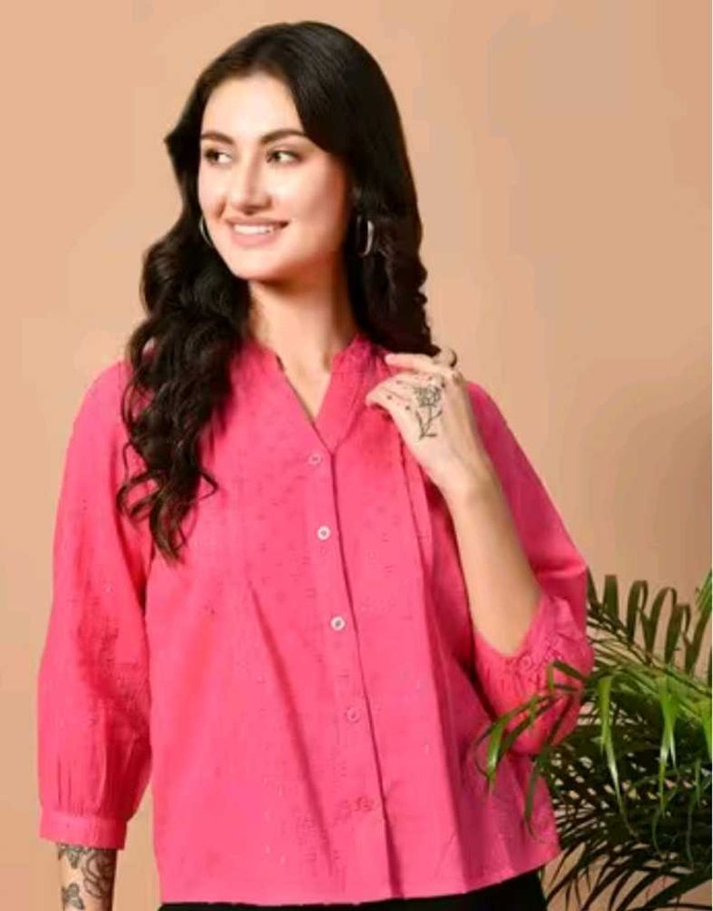 Pink Button-Down Top