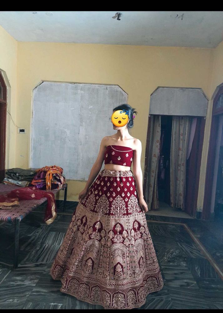 Maroon Embroidered Lehenga Choli