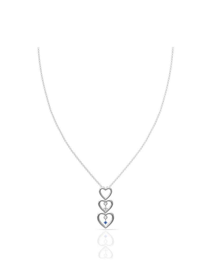 real 925 Silver Triple Heart Pendant Necklace