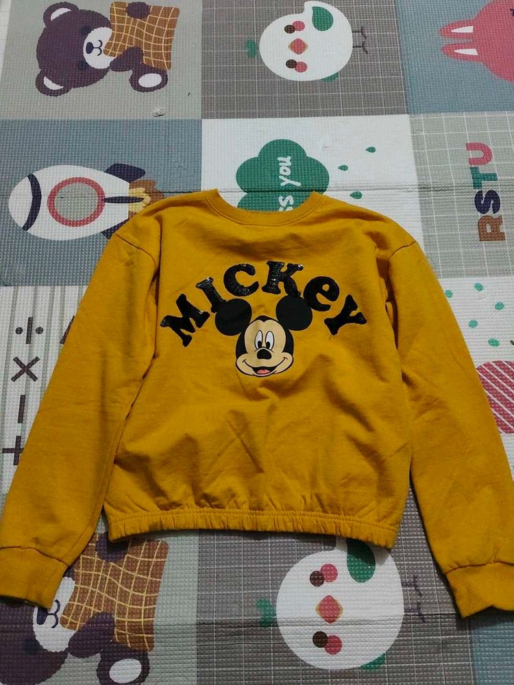 Disney Yellow Cropped Sweater
