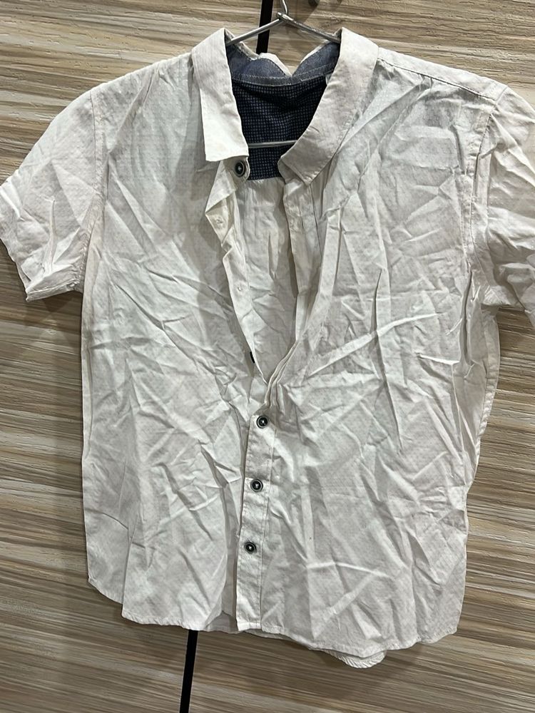 Casual White Patterned Shirt