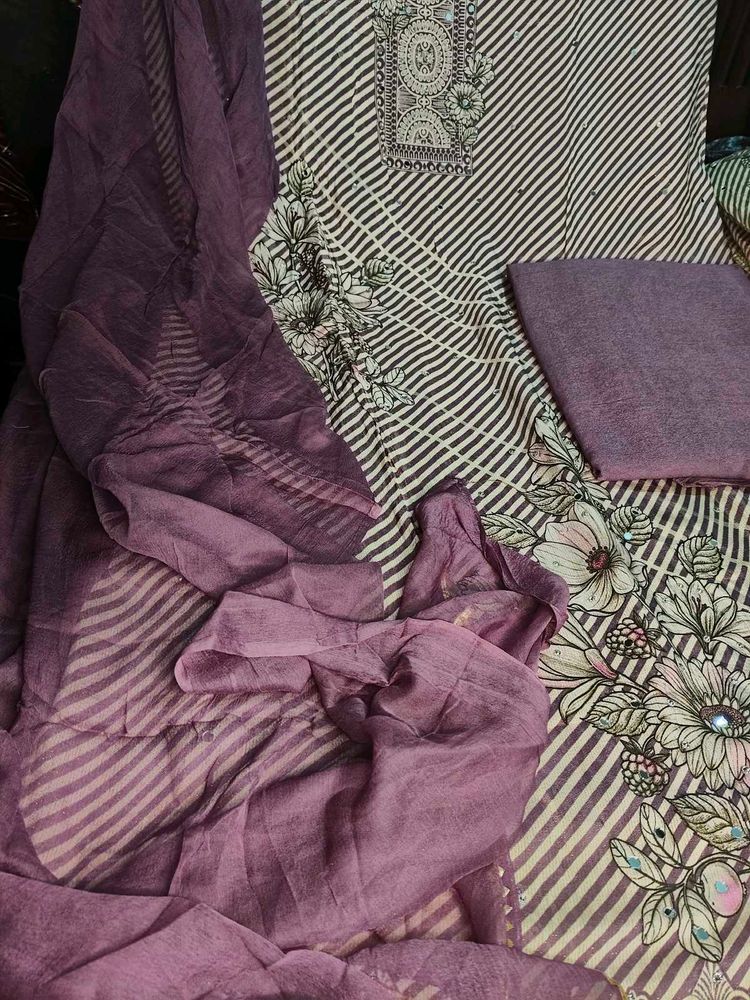 Beautiful Embroidered Crepe Dasheen Suit