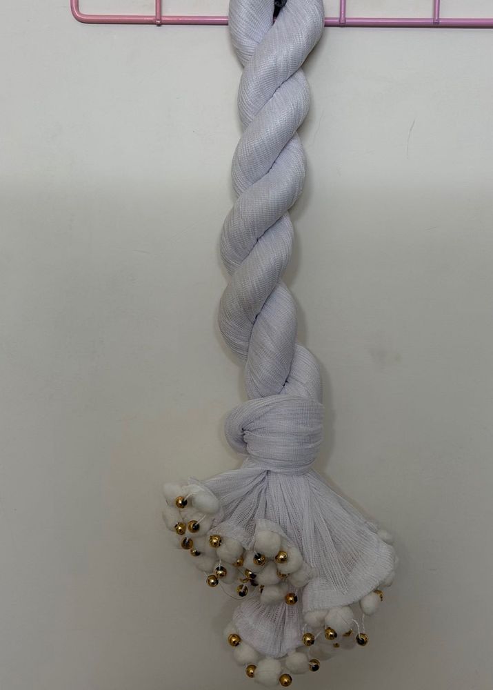 White Dupatta with Gold Accents