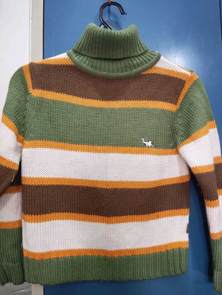 Pretty Multicoloured High Neck Cropped Sweater