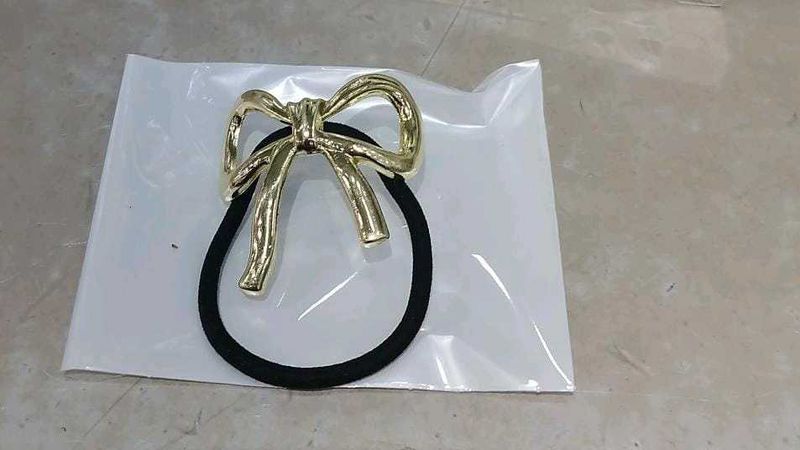 Gold Bow Hair Tie
