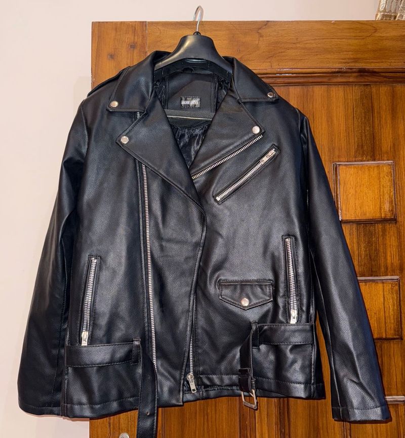 Black Faux Leather Biker Jacket