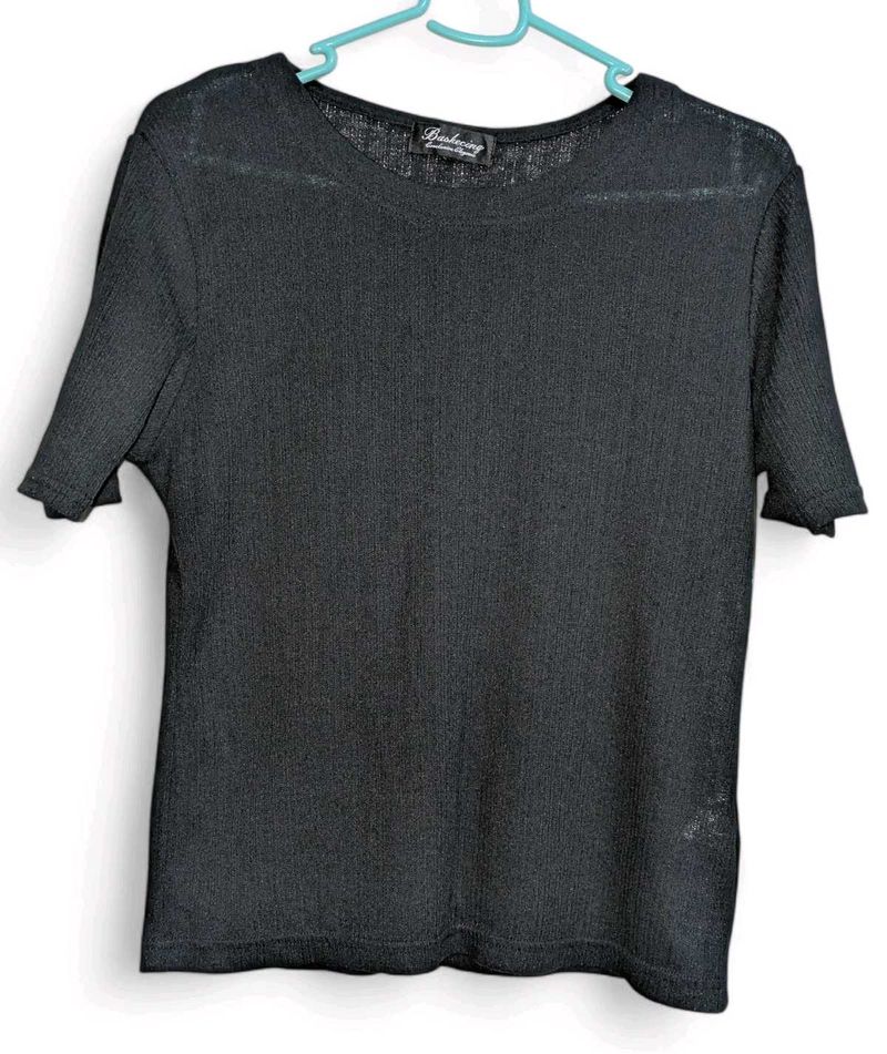 Black Basic transparent women Tee