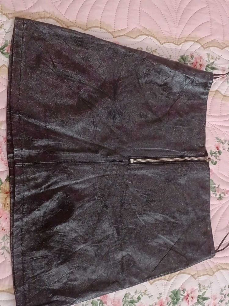 imported leather Mini Skirt