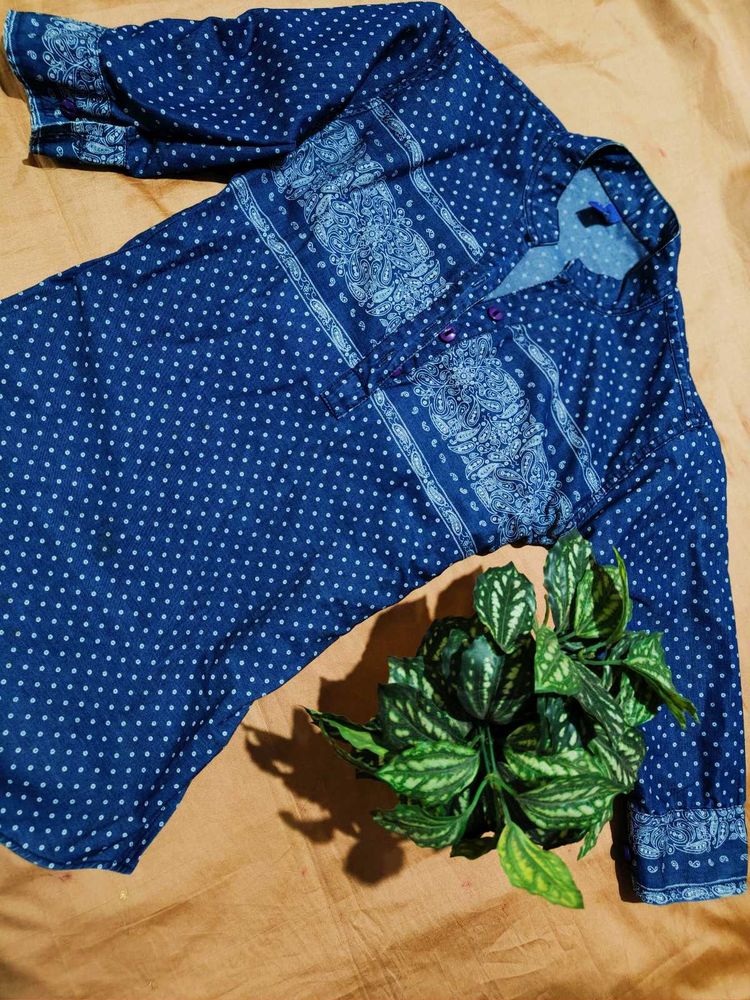 Navy blue White Polka Dot Tunic