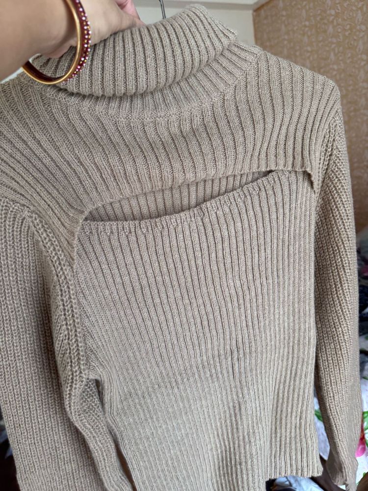 Very Stylish Cutout Turtleneck Sweater