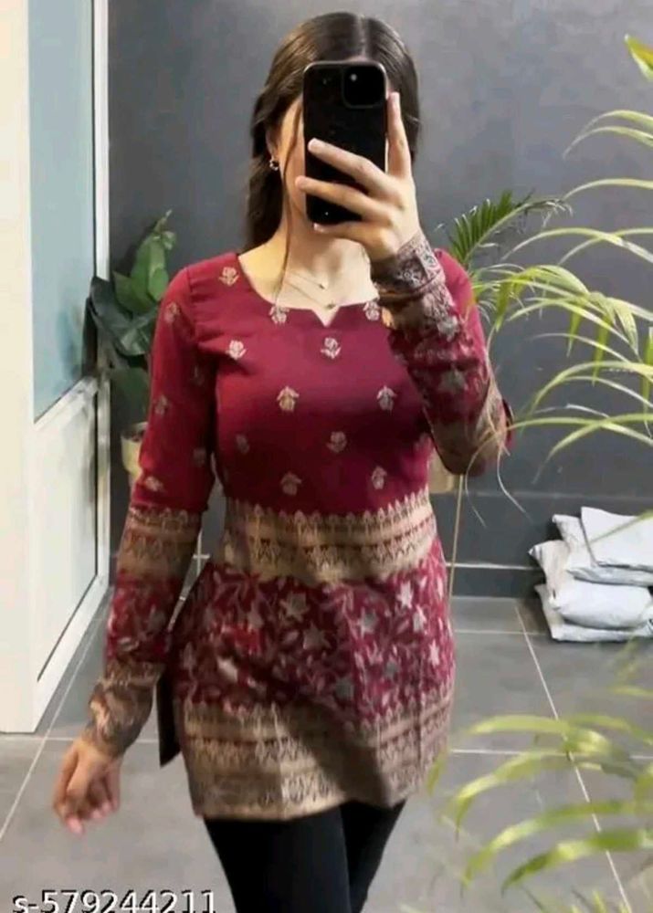 Elegant Maroon Printed Kurti