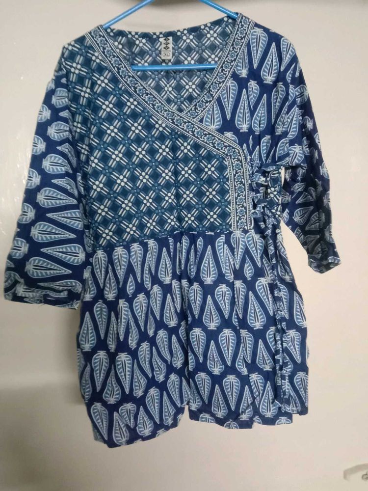 Blue Angarkha Short Kurti