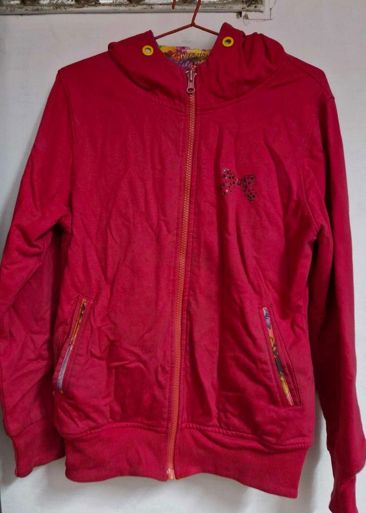 Red Zip-Up Hoodie Reversible