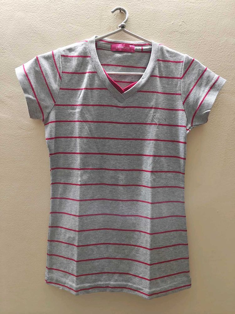 Grey Striped Top