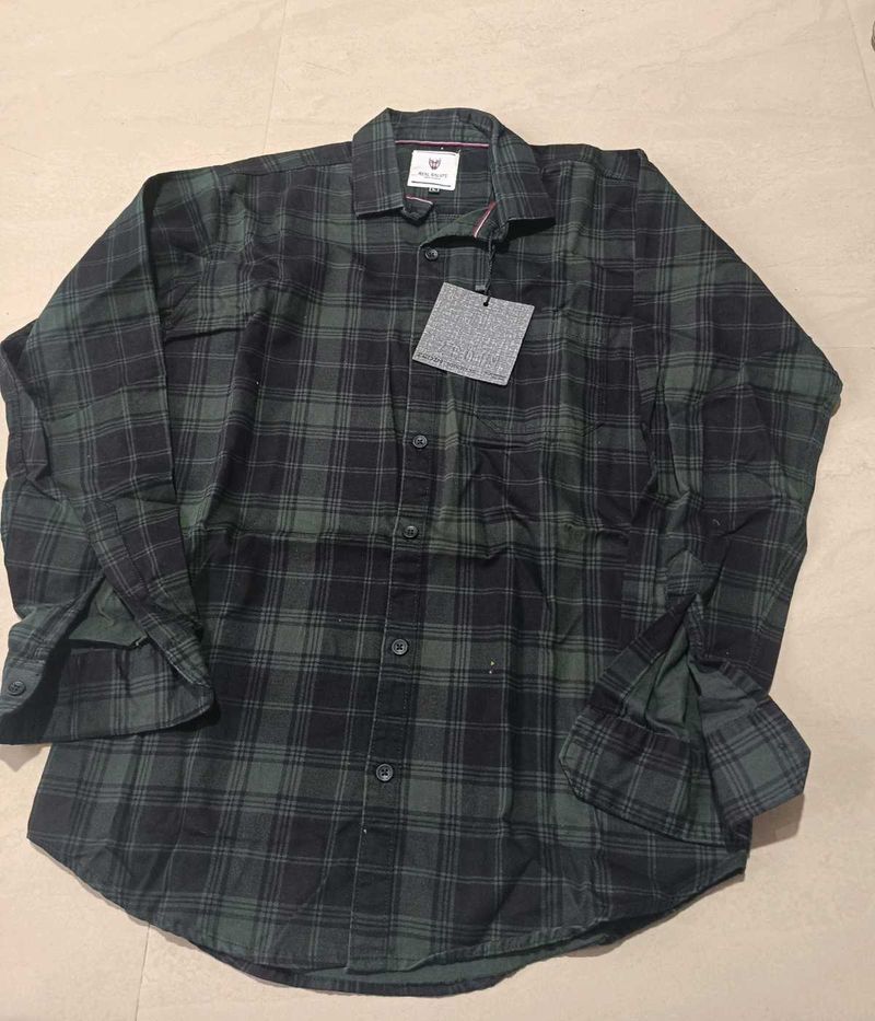 Plaid Flannel Shirt, L Size