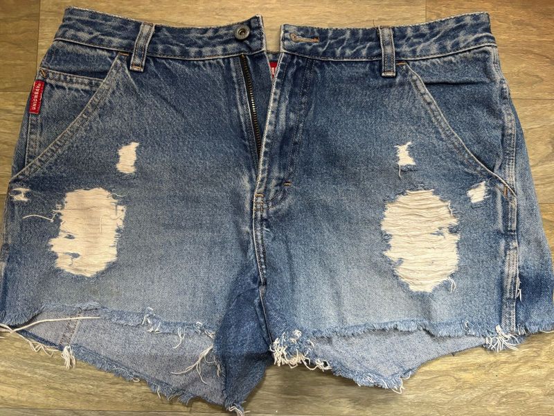 Ribbed Denim Shorts For Women