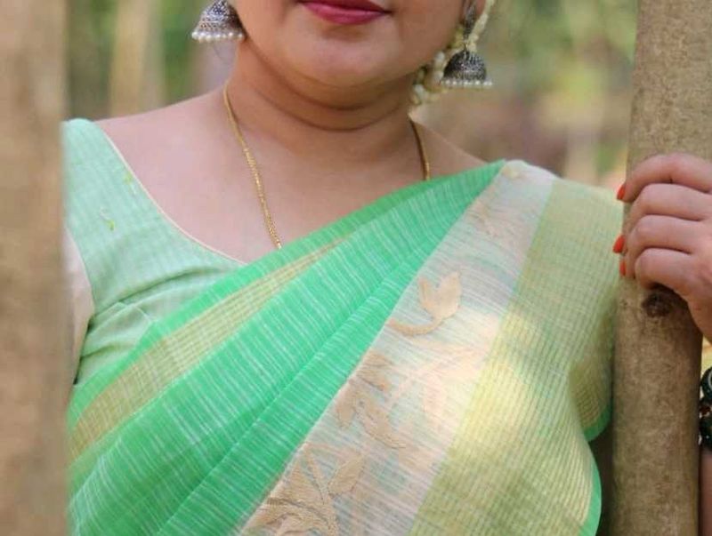 Green saree(cotton)