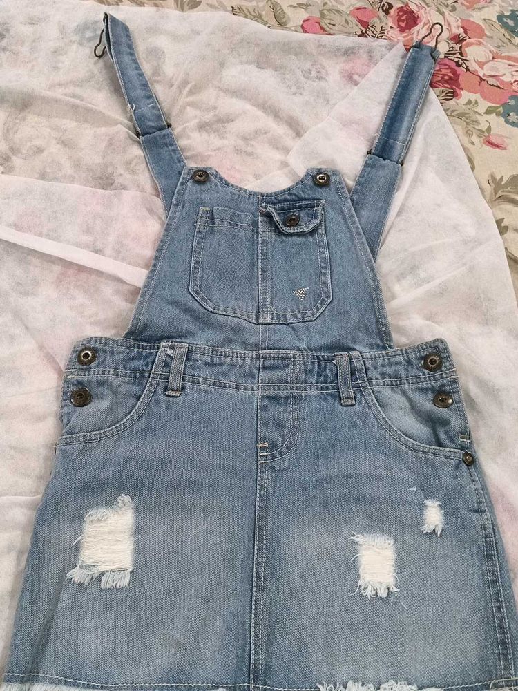 Denim Dungaree For 10-12 Yrs Girls