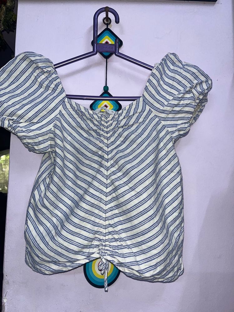 Striped Puff Sleeve Top