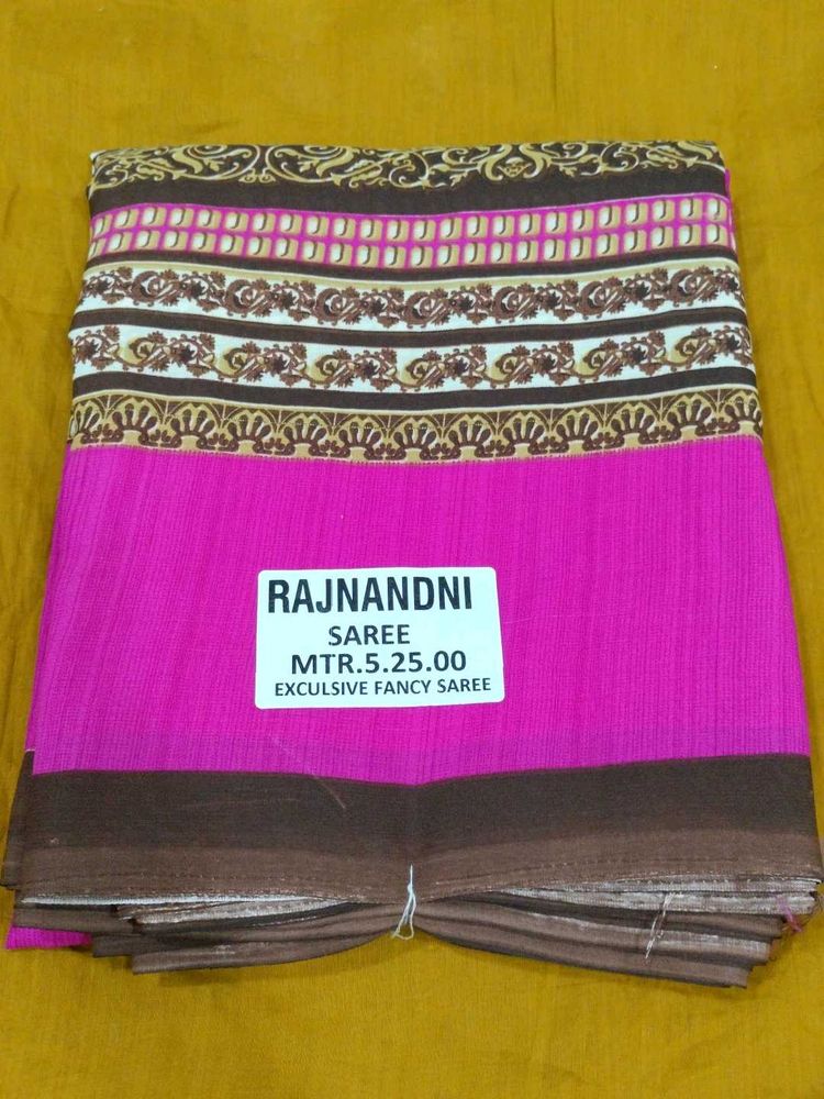 Elegant Pink &amp; Brown Saree