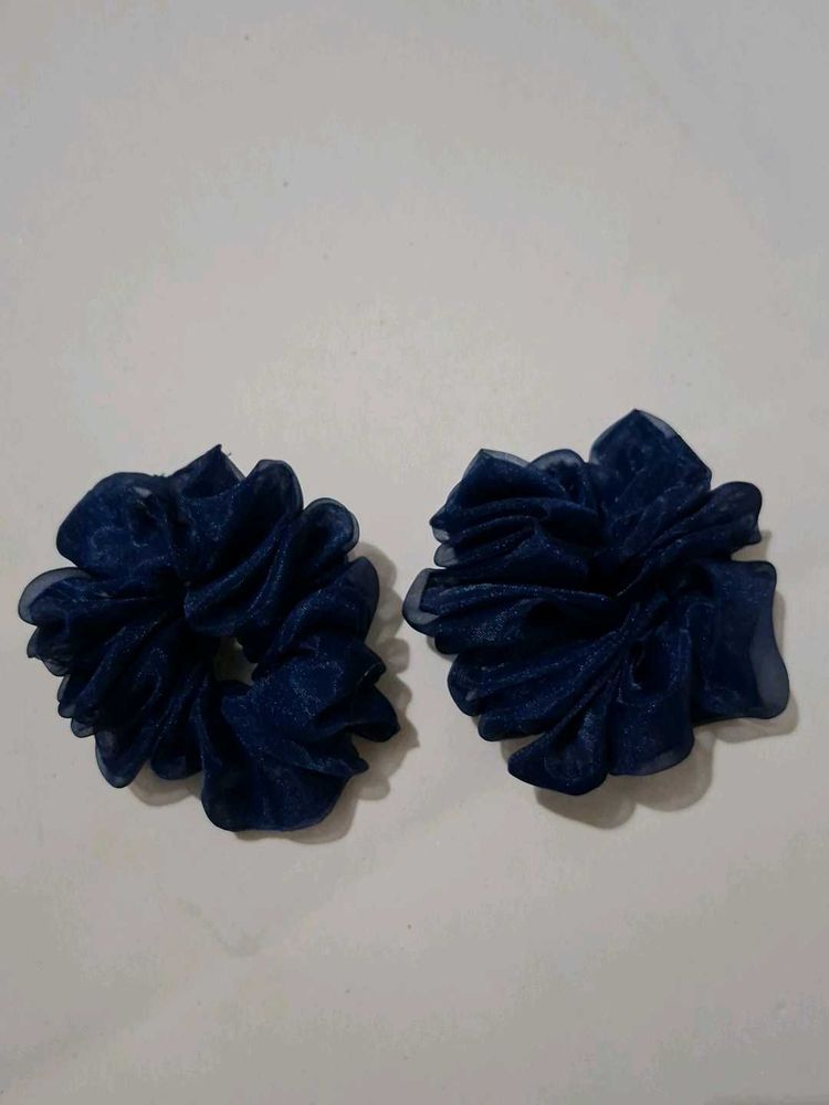 Navy Blue Hair Scrunchies