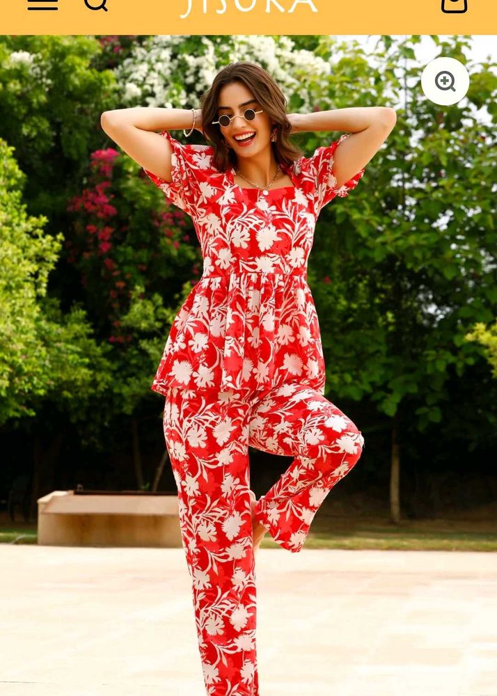 Jisora Pure Cotton Floral Co-ord Set