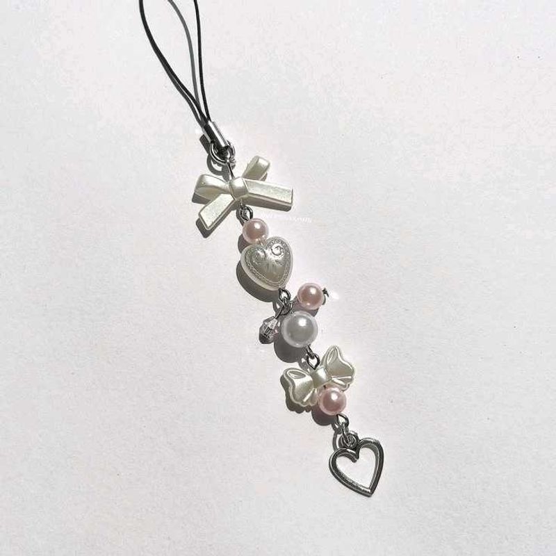 Pearl &amp; Heart Phone Charm