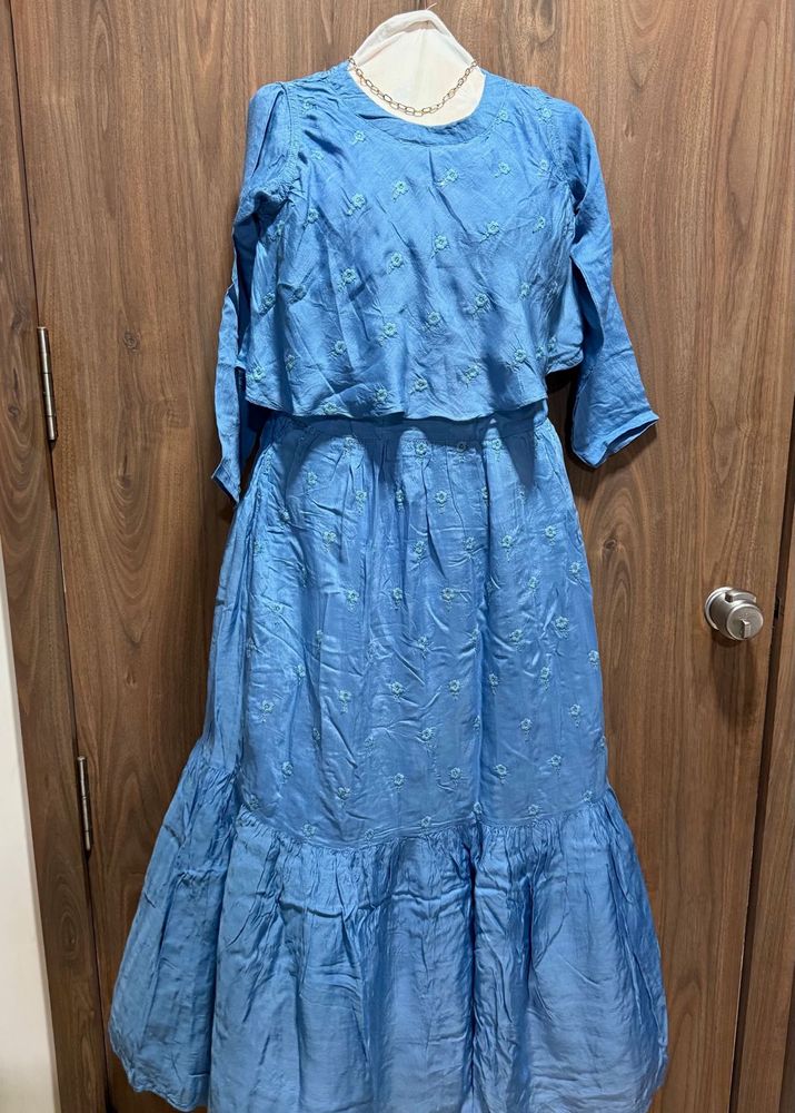 Light Blue Floral Midi Dress