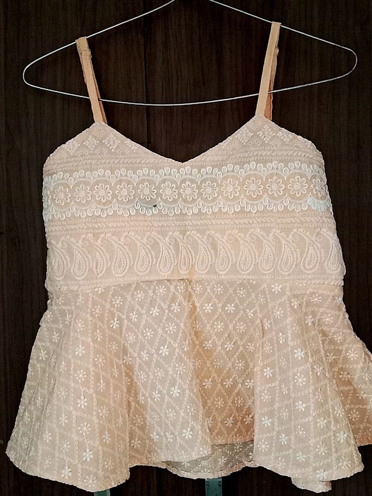 Embroidered Peplum Tank Top