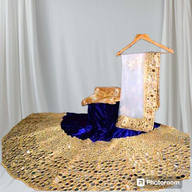 New Unstitched Velvet Mirror Work Lahenga