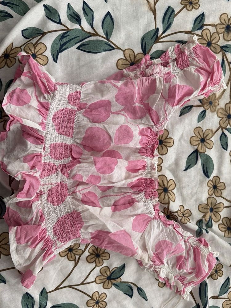 Floral Print Smocked Crop Top