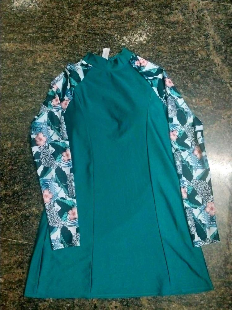 Floral Sleeve Swim Dress