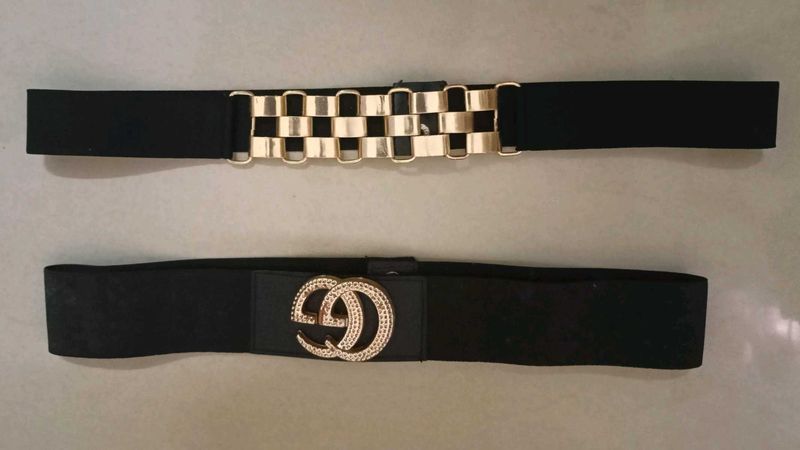 Stylish Black Belts (Set of 2)