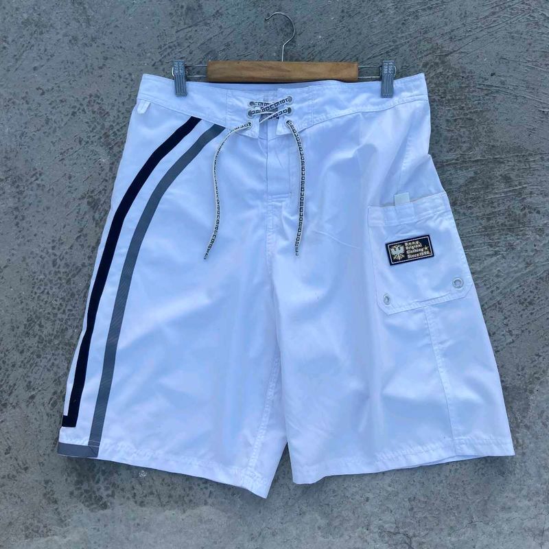 White Striped Swim Trunks