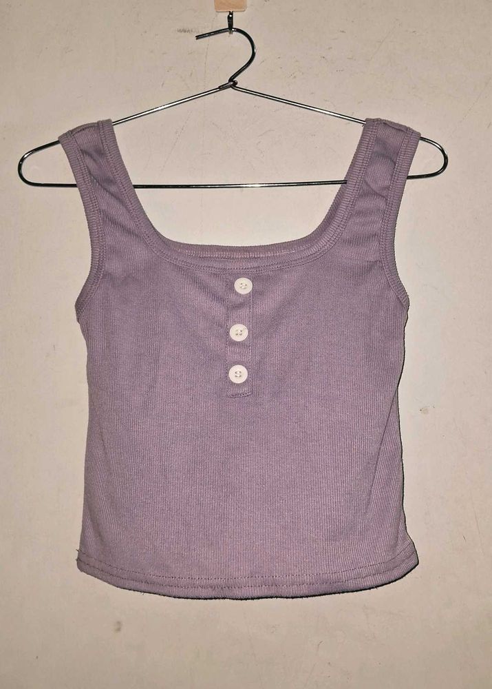 Lilac Button Crop Top