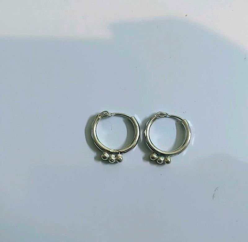 Cute pure Silver Hoop Earrings  #fixed price