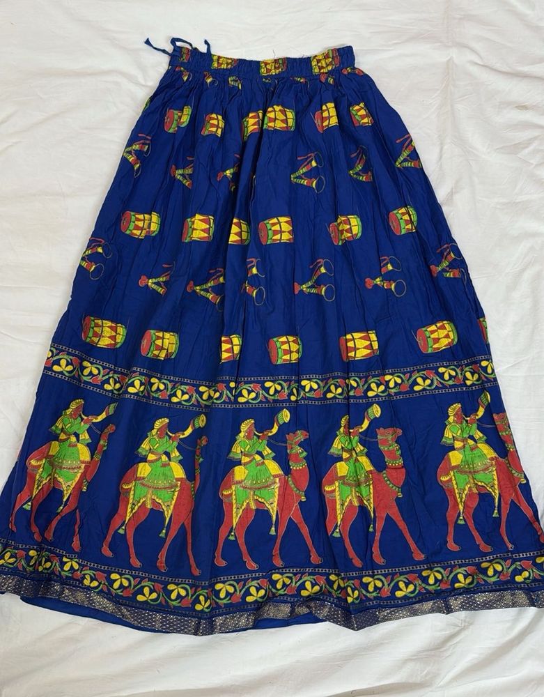 Elegant blue skirt with lace border