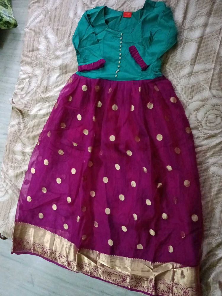 Stylish Green &amp; Purple Dress