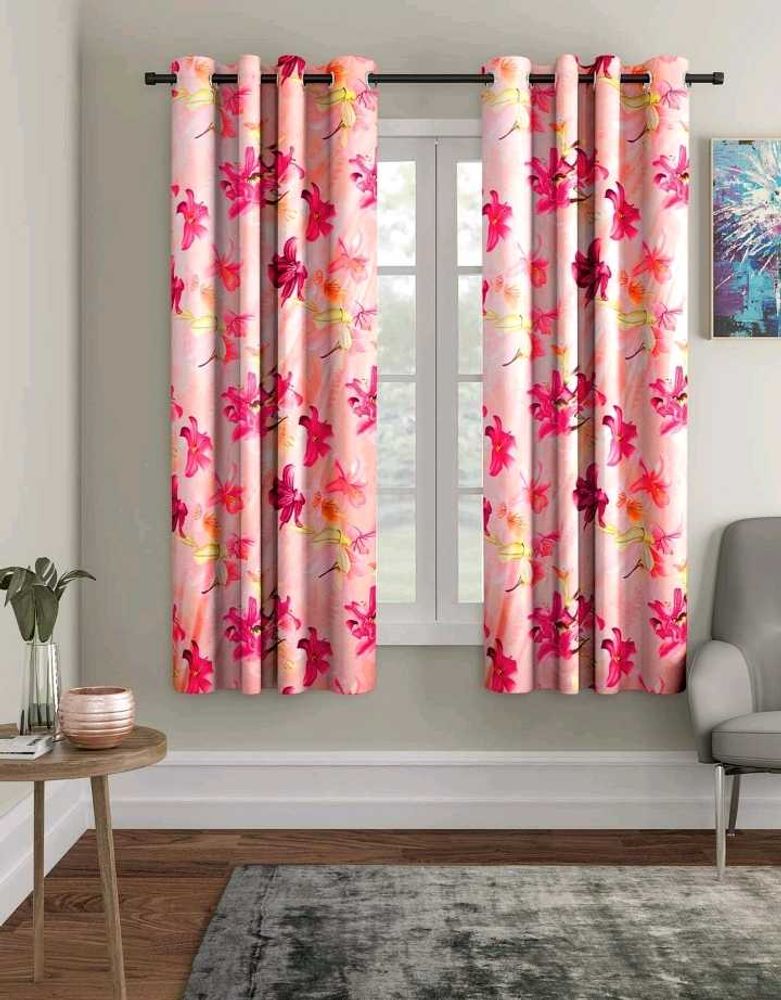 Pack Of 4 Floral Print Window Curtains
