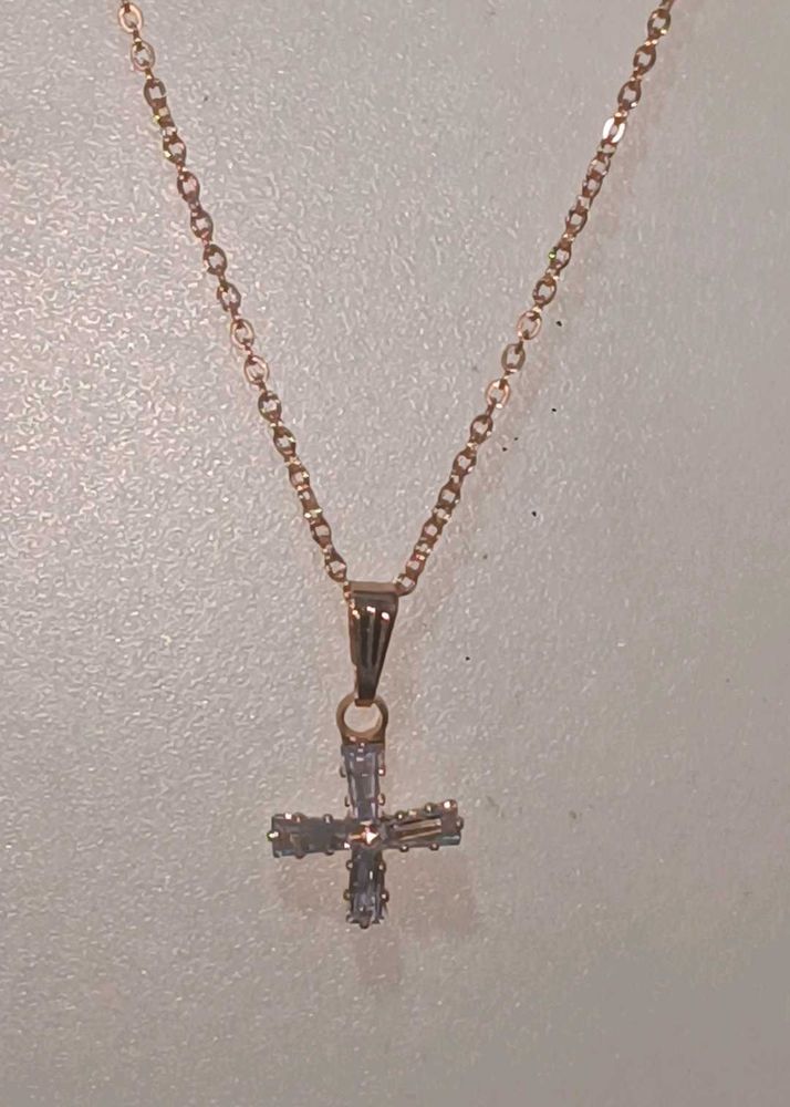 Rose Gold Cross Pendant Necklace