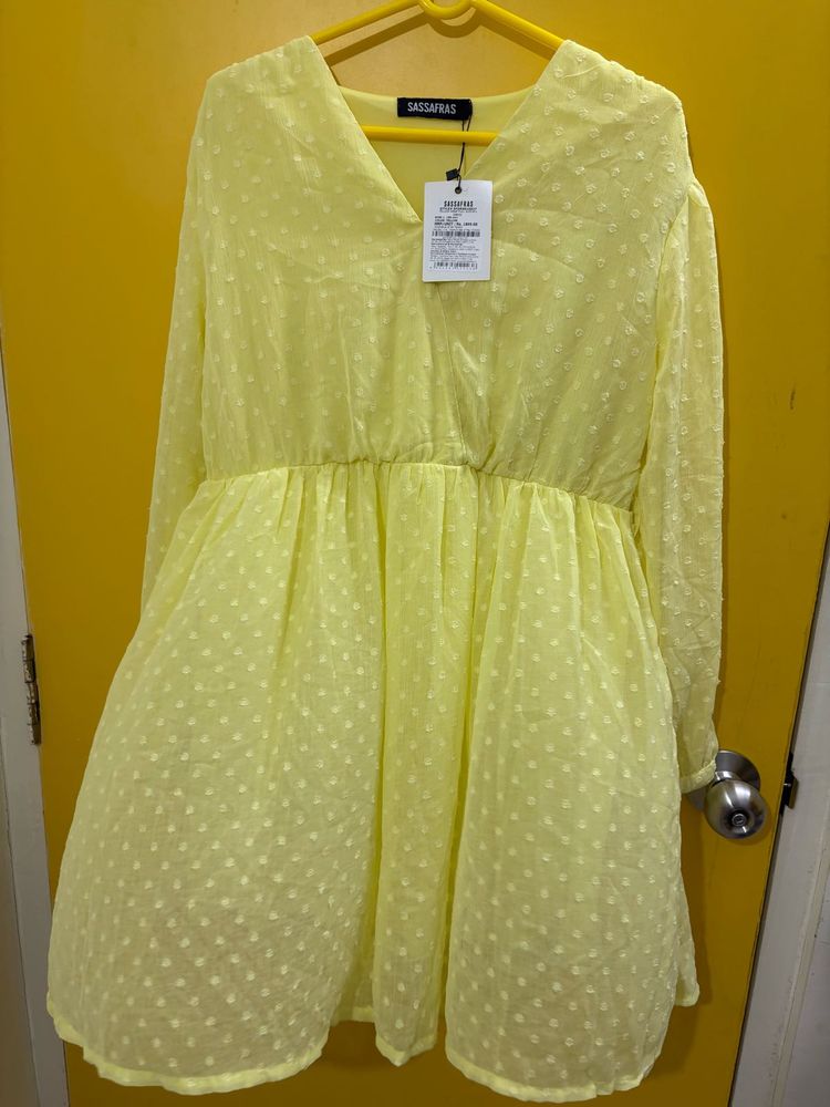 Sassafras Yellow Polka Dot Mini Dress