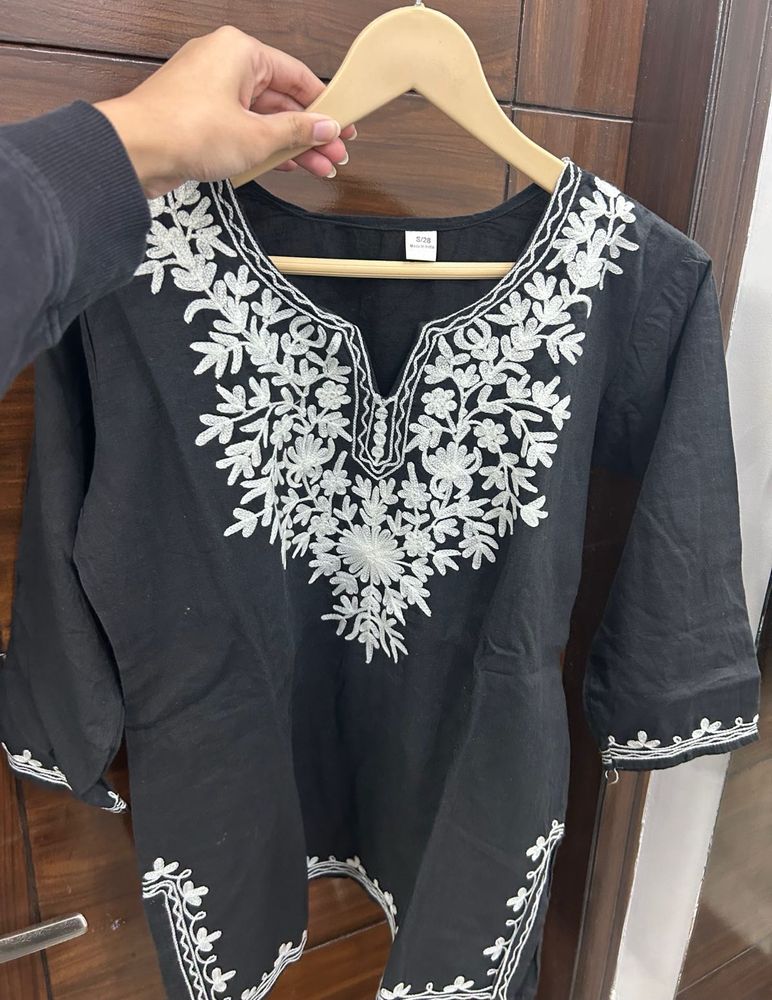 Embroidered Black short kurti