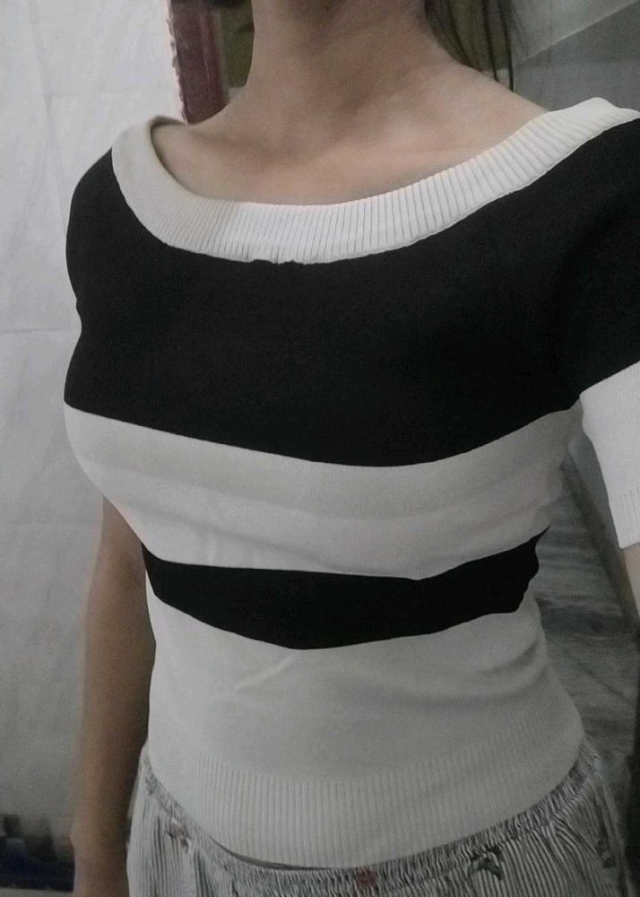 Striped Boat Neck Top