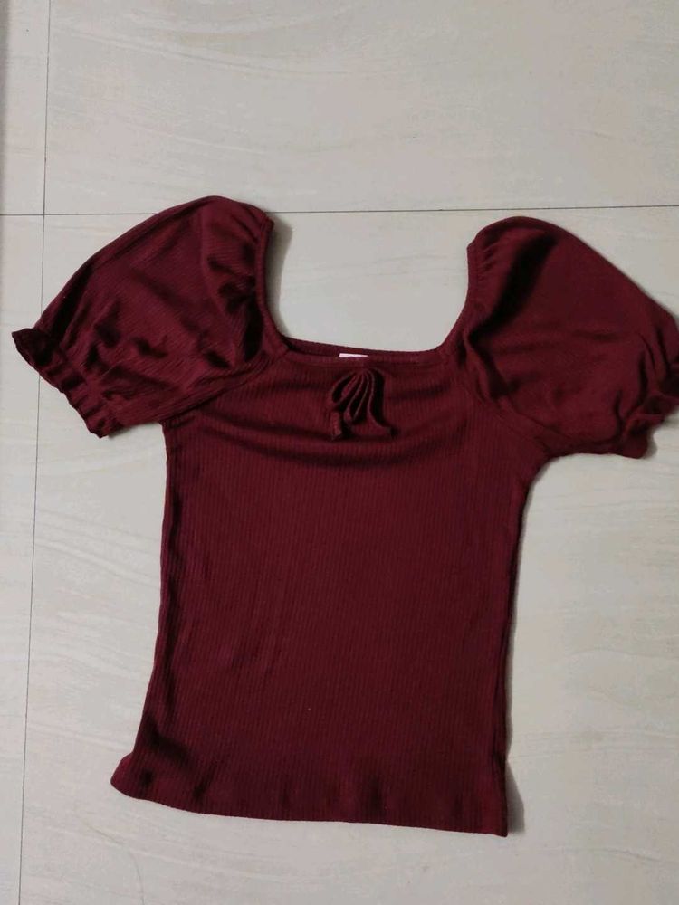 Maroon Ribbed top (S/M/L)