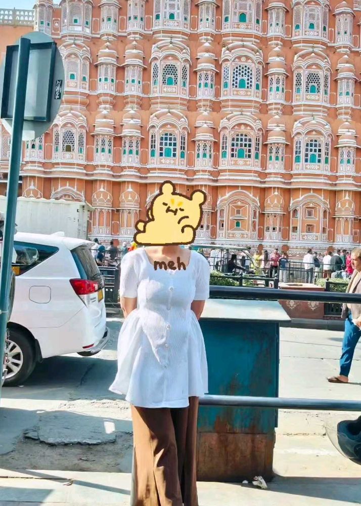 White Casual Dress(deep neck)